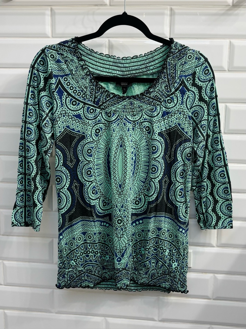 Mossimo Supply Co. Women’s XL 3/4 Sleeve Teal Paisley Blouse